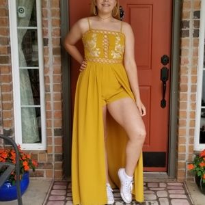 The Clothing Company Mustard Romper Maxi Dress
